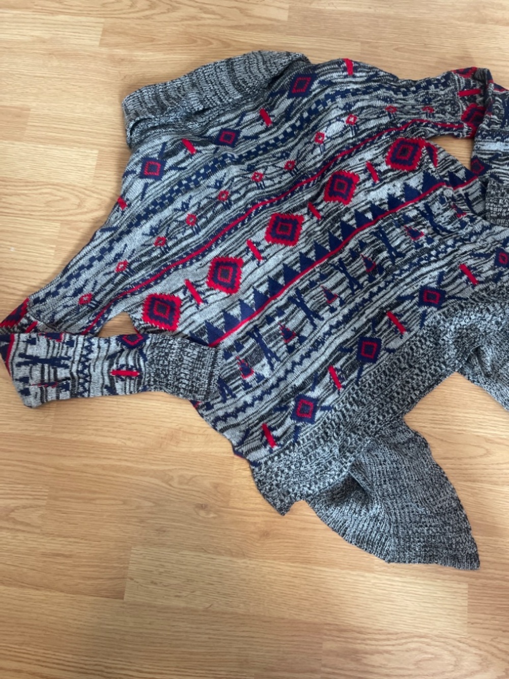 Roxy Aztec Print Oversized Knit Open Draped Cardigan Sweater Size Small - Picture 9 of 9
